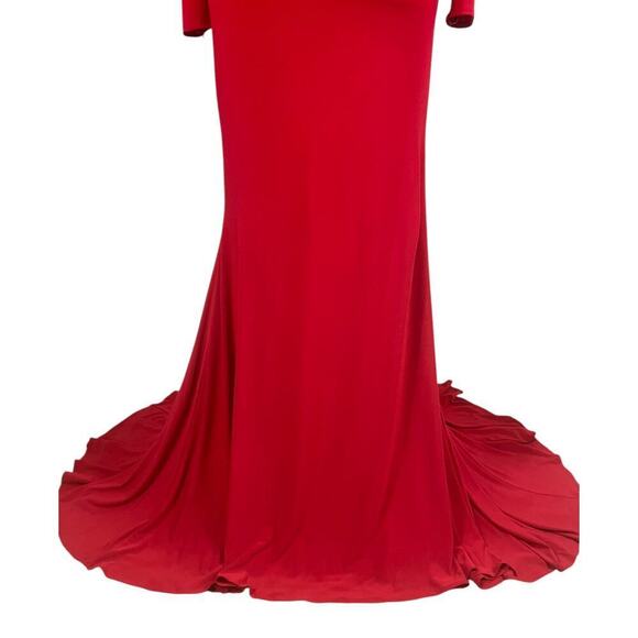 Ieena for Mac Duggal Red Formal Maxi Dress Size 4 Crystal Details Prom Wedding - Picture 5 of 13